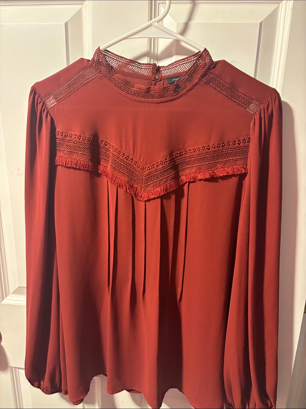 Women's Rust Fringe Yoke Blouse - Ann Taylor